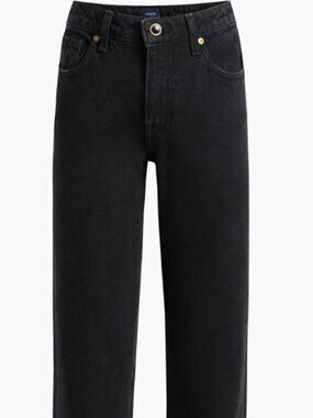 KHAITE High-Rise Straight-Leg Jeans in Black - sized like a 28 NOT 29